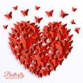 Beautiful colorful butterfly heart on valintines day background concept. Vector illustration design. Template for