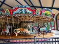 Colorful and fun carousel amusement ride with zoo animals