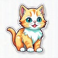 beautiful and colorful cat sticker isolated on grey Royalty Free Stock Photo