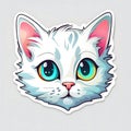 beautiful and colorful cat sticker isolated on grey Royalty Free Stock Photo