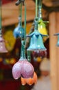 Beautiful colorful ceramic bells row