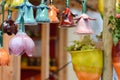 Beautiful colorful ceramic bells row