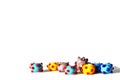 Beautiful colorful cheerful background made of handmade lampwork beads with dots.
