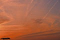 Dramatic red clouds in the blue sky, natural, nature, background