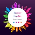 Beautiful colorful crystal banner. Ruby, emerald, sapphire, brilliant gemstone background.