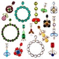 Beautiful colorful crystal earrings collection isolated on white