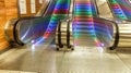 Beautiful and colorful escalator inside a metrostation, subway. Tunnelbana.