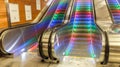 Beautiful and colorful escalator inside a metrostation, subway. Tunnelbana.