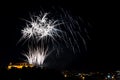 Beautiful colorful firework in city Brno on Spilberk Royalty Free Stock Photo