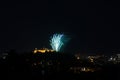 Beautiful colorful firework in city Brno on Spilberk Royalty Free Stock Photo