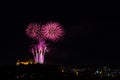 Beautiful colorful firework in city Brno on Spilberk