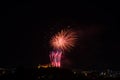 Beautiful colorful firework in city Brno on Spilberk Royalty Free Stock Photo