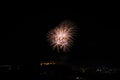 Beautiful colorful firework in city Brno on Spilberk Royalty Free Stock Photo