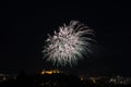 Beautiful colorful firework in city Brno on Spilberk Royalty Free Stock Photo