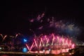 Beautiful colorful firework over the city at night Royalty Free Stock Photo