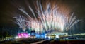 Beautiful colorful fireworks of the Commonwealth Games Opening Ceremony in Birmingham, UK Royalty Free Stock Photo