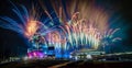 Beautiful colorful fireworks of the Commonwealth Games Opening Ceremony in Birmingham, UK Royalty Free Stock Photo