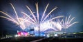 Beautiful colorful fireworks of the Commonwealth Games Opening Ceremony in Birmingham, UK Royalty Free Stock Photo