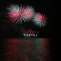 Beautiful colorful fireworks over the water. International fireworks competition Brno - Czech Republic Ignis Brunensis Royalty Free Stock Photo