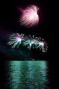 Beautiful colorful fireworks over the water. International fireworks competition Brno - Czech Republic Ignis Brunensis Royalty Free Stock Photo