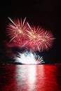 Beautiful colorful fireworks over the water. International fireworks competition Brno - Czech Republic Ignis Brunensis Royalty Free Stock Photo