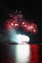 Beautiful colorful fireworks over the water. International fireworks competition Brno - Czech Republic Royalty Free Stock Photo