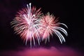 Beautiful colorful fireworks on water. Brno dam. International Fireworks Competition Ignis Brunensis. Brno - Czech Republic - Euro Royalty Free Stock Photo