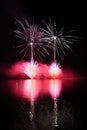 Beautiful colorful fireworks on water. Brno dam. International Fireworks Competition Ignis Brunensis. Brno - Czech Republic - Euro Royalty Free Stock Photo