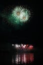 Beautiful colorful fireworks on water. Brno dam. International Fireworks Competition Ignis Brunensis. Brno - Czech Republic - Euro Royalty Free Stock Photo