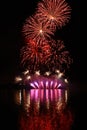 Beautiful colorful fireworks on water. Brno dam. International Fireworks Competition Ignis Brunensis. Brno - Czech Republic - Euro Royalty Free Stock Photo