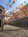 Beautiful and colorful flags at city center of Sao Luis: Brazil