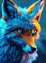 Beautiful colorful ful purple and blue wolf