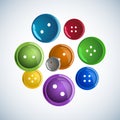 Beautiful colorful glossy buttons clothes on a white background. Simple jewelry items of clothing. Round vector shape Royalty Free Stock Photo