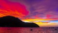 Tropical paradise with stunning sunset beach limestone rocks Krabi Thailand Royalty Free Stock Photo