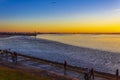 Beautiful colorful golden sunset North Sea coast Bremerhaven to Nordenham Royalty Free Stock Photo