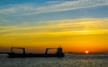 Beautiful colorful golden sunset North Sea coast Bremerhaven to Nordenham Royalty Free Stock Photo