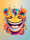 Beautiful and Colorful Happy Face Vector Graphic Abstract Style