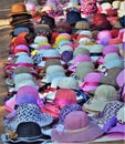 Beautiful and Colorful hats on display vibrant, multicolor abstract at round geometric shapes