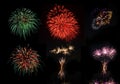 Beautiful colorful holiday fireworks on the black sky background Royalty Free Stock Photo