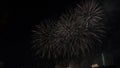 Beautiful colorful holiday fireworks on the black sky background, long exposure. Festive concept Royalty Free Stock Photo