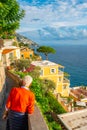 Beautiful colorful houses on a mountain in Positano, a town on Amalfi coast