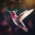 Generative AI: beautiful colorful hummingbird flying