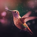 Generative AI: beautiful colorful hummingbird flying