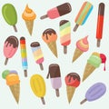 Beautiful colorful ice cream popsicles vector art