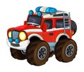 Cartoon funny off road fire truck / vehicle Royalty Free Stock Photo