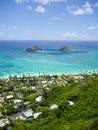 Landscape picture of the beautiful Oahu coast near Kailua, Hawaii Royalty Free Stock Photo