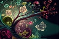 Beautiful colorful intricate floral background. Abstract floral wallpaper, Generative Ai