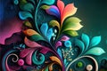 Beautiful colorful intricate floral background. Abstract floral wallpaper, Generative Ai