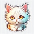 beautiful and colorful kitten sticker isolated on grey