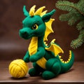 Knitted dragon toy